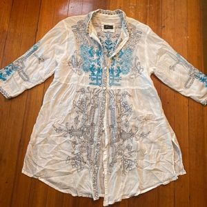 Embroidered tunic or cover up